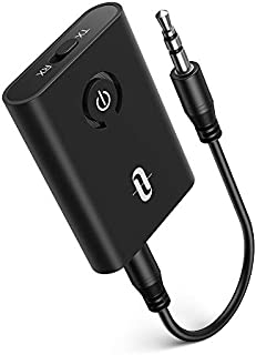 TaoTronics Bluetooth 5.0 Transmitter and Receiver, 2-in-1 Wireless 3.5mm Adapter (aptX Low Latency, 2 Devices Simultaneously, For TV/Home Sound System/Car/Nintendo Switch)