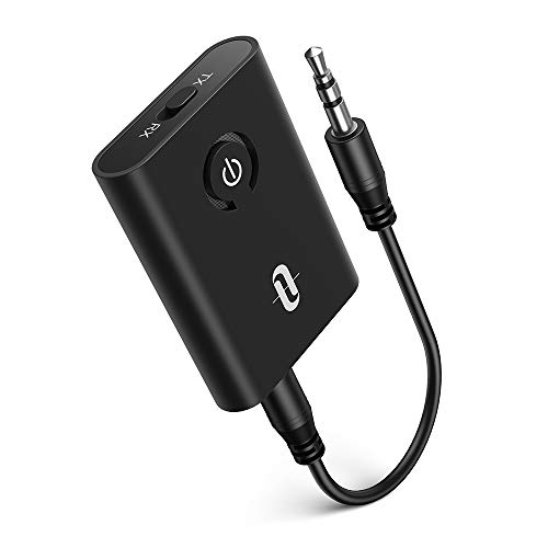 TaoTronics Bluetooth 5.0 Transmitter and Receiver, 2-in-1 Wireless 3.5mm Adapter (aptX Low Latency, 2 Devices Simultaneously, For TV/Home Sound System/Car/Nintendo Switch)