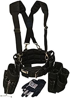 Gatorback Electricians Combo Deluxe Package (Tool Belt, Suspenders, Gloves, Drill Holster) Ventilated Back Support Belt w/Suspenders and Extras. For Electricians, Carpenters, Framer (Large 35