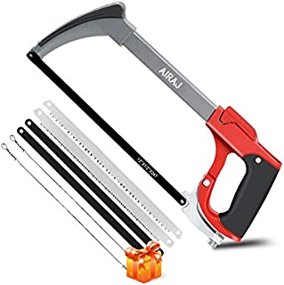 AIRAJ Hand Saw,12-Inch Hacksaw Frame Adjust tension,Multifunctional Saw with Rubber Anti-skid Handlehand saws for cutting wood