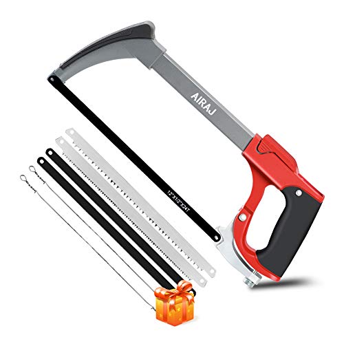 AIRAJ Hand Saw,12-Inch Hacksaw Frame Adjust tension,Multifunctional Saw with Rubber Anti-skid Handlehand saws for cutting wood