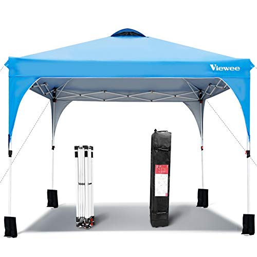 Viewee Pop-up Canopy Tent 10' x 10' Anti-UV , Waterproof Shelter Canopy, Outdoor Tent Adjustable Height with Wheeled Carrying Bag and 4 Fixed Sandbags