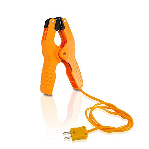 Pipe Clamp Temperature Probe Tool - Type-K Pipe Clamp Adapter Thermocouple Probe for External Meter or Gauge Device Like Digital Multimeters and Clamp Meters, Measures Temperature - Pyle PCTL01,Red