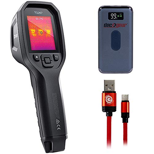 FLIR TG267 Diagnostic Thermal Imaging Camera with Bluetooth Bundle with Deco Gear Power Bank 8000 mAh with Wireless Device Charging and Deco Essentials 3FT Braided Type-C Charge and Sync USB Cable