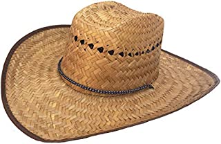 Headchange Mexican Straw Cowboy Hat (Medium, Brown Cattlemen's Crown/Brown Bound)