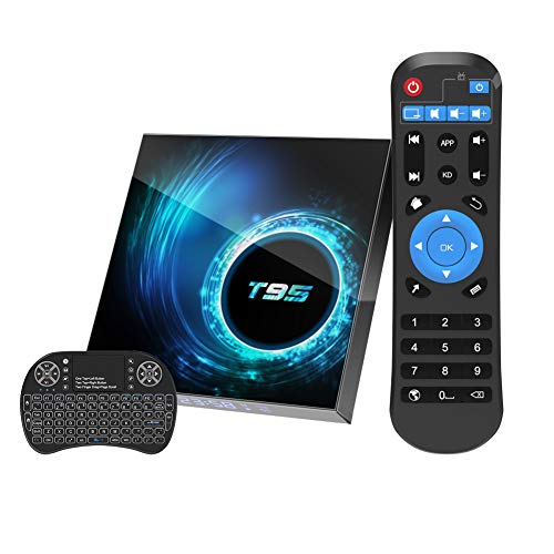 Android 10.0 TV Box, 4GB 32GB Smart TV Box T95 Allwinner H616 64bit Dual WiFi 2.4GHz/5GHz Bluetooth 5.0 6K Ultra HD/ 3D/ H.265 Ethernet with Mini Wireless Backlit Keyboard