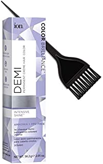 ION Color Brilliance DEMI PERMANENT Creme Hair Color Dye, PPD Free, Ammonia Free (w/Sleek Tint Brush) Intensive Shine Cream Haircolor (4N Medium Natural Brown - 2.05 oz)