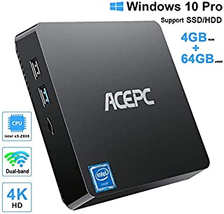 Mini PC Intel Atom Z8350 Windows 10 Pro Mini Computer 4GB DDR 64GB eMMC,Support 4K HD,2.4G/5G WiFi AC, 2.5 inch SSD,Bluetooth,1000Mbps Ethernet