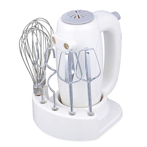 Electric Hand Mixer, 5-Speed, 200W Ultra Power Kitchen Hand Mixers with 6 Stainless Steel Attachments (2 Wired Beaters,2 Whisks and 2 Dough Hooks) and Storage Case