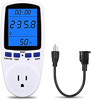 Upgraded Brighter LCD Display Night Vision Power Meter Plug, Power Consumption Monitor Energy Voltage Amps Electricity Usage Monitor, Overload Protection, 7 Display Modes for Energy Saving, Watt Meter