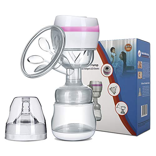 Electric Breast Pump Portable Battery Baby Milk Extractor Rechargeable Single Breastfeeding Pump with 3 Modes Massage & Suction Level and Backflow Protector for Travel (Pink)