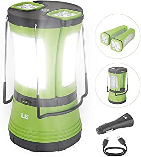 LE LED Camping Lantern Rechargeable, 600LM, Detachable Flashlight, Perfect Lantern Flashlight for Hurricane Emergency, Hiking, Fishing and More, USB Cable and Car Charger Included