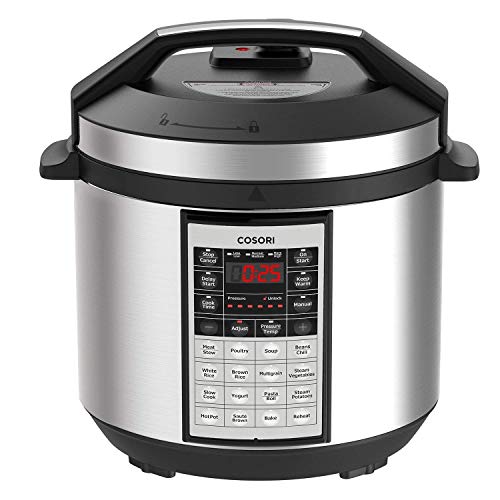 COSORI Electric Pressure Cooker 6 Qt 8-in-1 Instant Stainless Steel Pot, 16 Program Slow Cooker, Rice Cooker, Steamer, and More with Extra Glass Lid and Sealing Ring, 2-Year Warranty (Renewed)