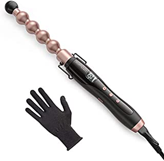 KIPOZI 1 inch Bubble Curling Wand, Professional Salon Hair Wand Curling Iron for Waves Beachy, Use Home & Travel, Dual Voltage Equipped Heat Resistant Gloves