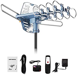 WillBrands HDTV Antenna Ampilfied Digital Outdoor Antenna&4K/1080p High Reception-40FT RG6 Coaxial Cable-150 Miles Range-360 Degree Rotation Wireless Remote-Snap-On Installation Support 2 TVS