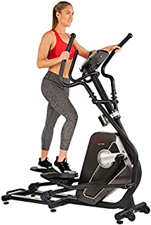 Sunny Health & Fitness Magnetic Elliptical Trainer Machine w/Device Holder, LCD Monitor, 265 LB Max Weight and Pulse Monitoring - Circuit Zone, Black (SF-E3862)