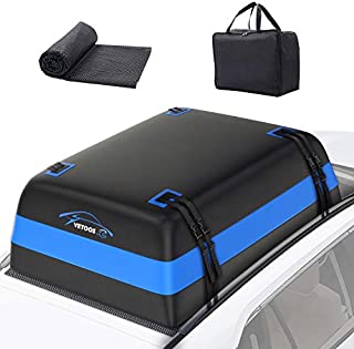 Vetoos 21 Cubic Feet Car Rooftop Cargo Carrier Bag, Soft Roof Top Luggage Bag for All Vechicles SUV with/Without Racks - Waterproof Zip, Anti-Tear 700D PVC, with Storage Bag & Anti-Slip Mat