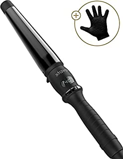 Xtava Twist Curl Curling Wand - 1 to 1.5 Inch Professional Hair Wand with Ceramic Barrel Cool Tip and Auto Shut Off - Dual Voltage Travel Curling Iron for Long & Short Hair with Heat Resistant Glove