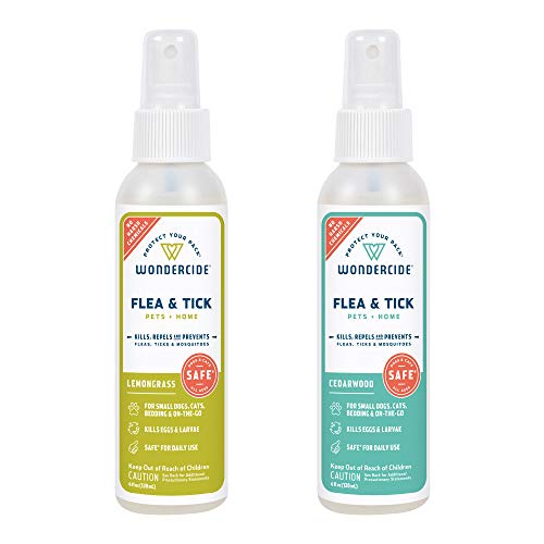 Wondercide - Flea, Tick and Mosquito Spray for Dogs, Cats, and Home - Flea and Tick Killer, Control, Prevention, Treatment - with Natural Essential Oils  4 oz Lemongrass & Cedarwood 2-Pack