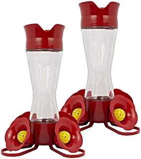 Perky Pet 203CPBN-2 8. oz Pinch-Waist Glass Hummingbird Feeder  2 Pack, Red