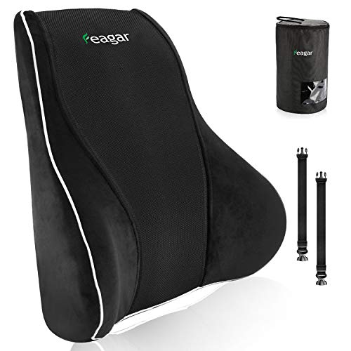 Feagar Lumbar Support Pillow, Large Office Chair Back Cushion Memory Foam Orthopedic Backrest for Car Seat Office Chair Wheelchair, Ergonomic Back Support Breathable for Lower Back Pain Relief