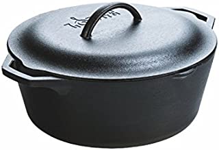 Lodge 7 Quart Pre-Seasoned Cast Iron Dutch Oven. Classic 7-Quart Cast Iron Pot with Lid and Dual Handles for Slow Cooking.