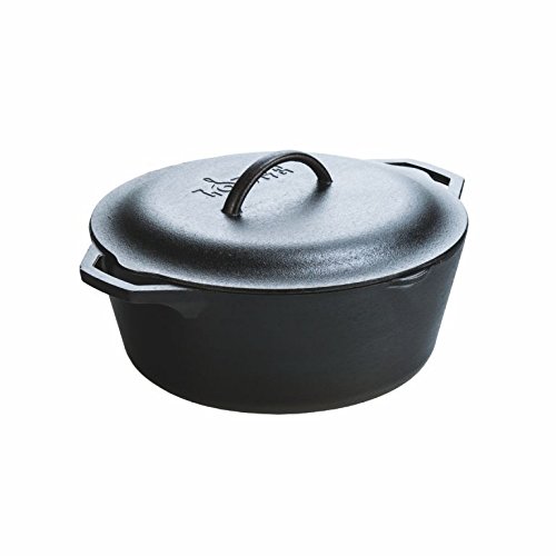 Lodge 7 Quart Pre-Seasoned Cast Iron Dutch Oven. Classic 7-Quart Cast Iron Pot with Lid and Dual Handles for Slow Cooking.