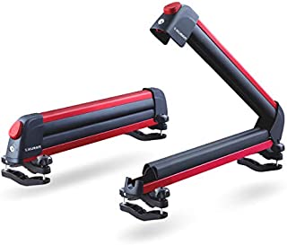 IKURAM Ski & Snowboard Roof Racks Resistant to -140 fit 3 Pairs of Skis or 1 Snowboards, Lockable Ski Mount of Aviation Aluminum, Red Universal Snow Sport Carrier fit Round/Oblate/Square Crossbars