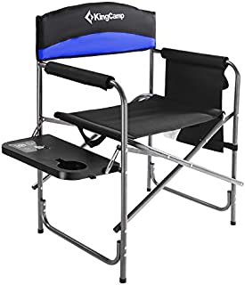 KingCamp Camping Chair Heavy Duty Folding Camp Director Chair Oversize Padded Seat with Side Table and Side Pockets, Supports 396 lbs