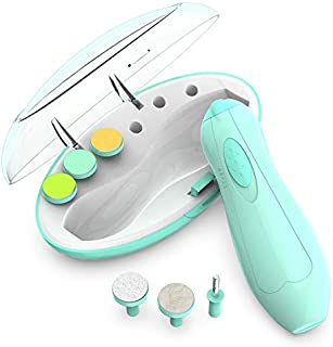 Baby Nail Clippers with Light, Lupantte Electric Baby Nail Trimmer, Safe Baby Nail File for Newborn to Toddler Toes and Fingernails, Kids Nail Care, Polish and Trim. (Green)