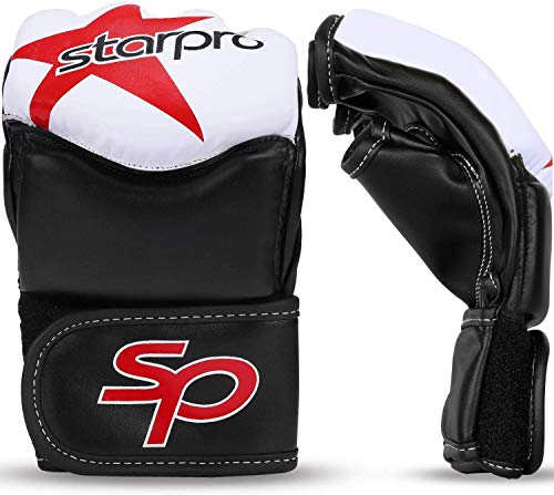 Starpro MMA Gloves Sparring Grappling - Kickboxing Martial Arts Karate Combat Cage Fight Training Krav MAGA | Punching Bag Cage Fighting Men & Women | Synthetic Leather |