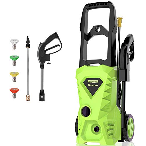 Homdox Pressure Washer 2500PSI 1.5GPM Electric Pressure Washer,for Cleaning Cars, Driveways,Garden, Patios,Power Washer with (4) Nozzle Adapter, Longer Cables and Hoses and Detergent Tank (Green)