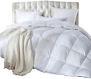 Luxurious King / California King Size Siberian Goose Down Comforter, Duvet Insert, 1200 Thread Count 100% Egyptian Cotton, Hypoallergenic, 70 oz Fill Weight, 1200TC, White Solid