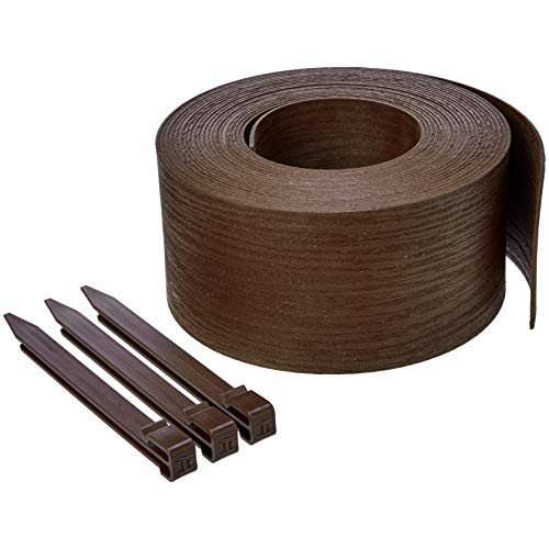 AmazonBasics Landscape Edging Coil with Stakes - 5 Inch, Brown