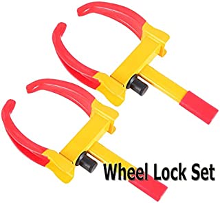 VaygWay Tire Clamp Wheel Lock- 2 Pack Metal Boot Stabilizer -Anti Theft Wheel Chock Lock Car Trailer Wheel-Security Travel Locking Claw Auto- Camper Car Van Truck SUV fits