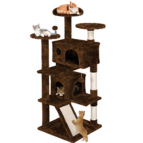 YAHEETECH Cat Tree with Sisal-Covered Scratching Posts 55 inches