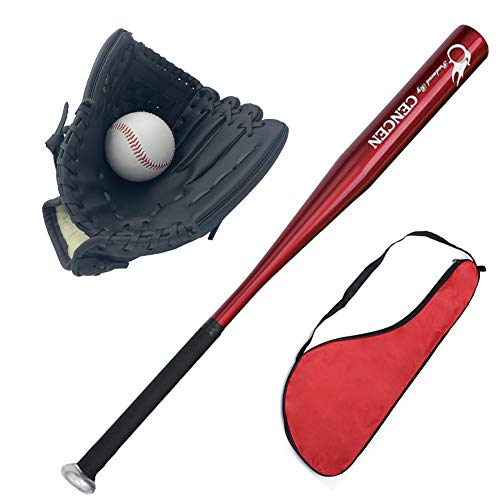 Agirlgle Baseball Bats for Kids, Teens Baseball Set with Ball Youth Baseball Toy, 25in Aluminum Alloy Bat, 10.5in Glovev (red bat)