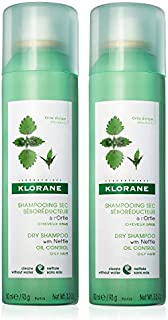 Klorane Dry Shampoo with Nettle for Oily Hair and Scalp, Regulates Oil Production, Paraben & Sulfate-Free, Duo (2-pack)