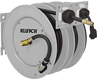 Klutch 25-Ft. Dual Hose Reel - with 3/8in. x 25ft. Air Hose and 14/3 AWG, 25ft. Electrical Cord