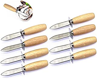 TANG SONG 8PCS Oyster Knife Oyster Shucking Knife Oyster Shucker Oyster Opener Oyster Clam Pearl Shell Shucking Knife With Wood Handle