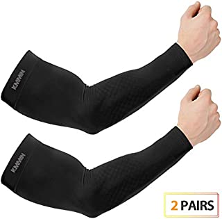 KMMIN Arm Sleeves, UV Protection Sleeves for Driving Cycling Golf Basketball Warmer Cooling Arm Sleeves UPF 50 Sunblock Protective Gloves for Men Women Adults Covering Tattoos(2Black)