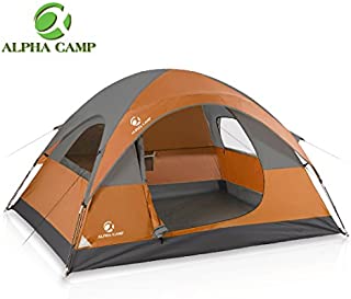 ALPHA CAMP 3 Person Camping Dome Tent with Carry Bag, Lightweight Waterproof Portable Backpacking Tent for Outdoor Camping/Hiking - 7' x 8' Orange Delivered Within 3-5 Working Days