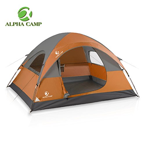 ALPHA CAMP 3 Person Camping Dome Tent with Carry Bag, Lightweight Waterproof Portable Backpacking Tent for Outdoor Camping/Hiking - 7' x 8' Orange Delivered Within 3-5 Working Days