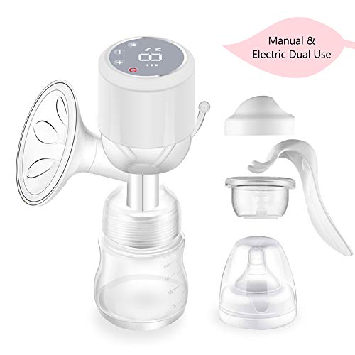 Electric Breast Pump, Electric and Manual Breast Pump Portable Integrated 2 in 1 Breastfeeding Pump Adjustable Massage and Expression Modes Milk Extractor Kit for On-The-Go