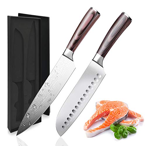 Pro Kitchen Knife 8 inch chef knife and 7 inch kitchen knife High Carbon Stainless Steel Ergonomic Equipment chef's knives 2 piece