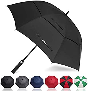 ACEIken Golf Umbrella Windproof Large 62 Inch, Double Canopy Vented, Automatic Open, Extra Large Oversized,Sun Protection Ultra Rain & Wind Resistant Stick Umbrellas (Black)