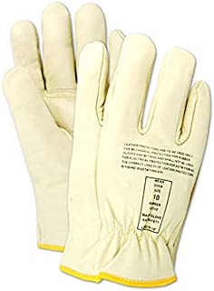 MAGID Low Voltage Leather Lineman Protector Glove | for Use with Rubber Electrical Insulating Gloves, Size 9, Tan (1 Pair)