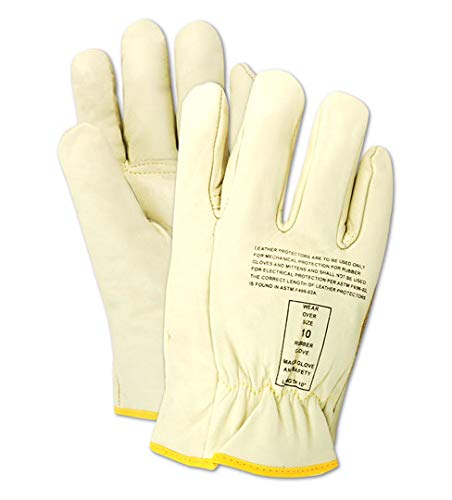 MAGID Low Voltage Leather Lineman Protector Glove | for Use with Rubber Electrical Insulating Gloves, Size 9, Tan (1 Pair)