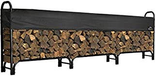 ShelterLogic 12' Adjustable Heavy Duty Outdoor Firewood Rack with Steel Frame Construction and Water-Resistant Cover