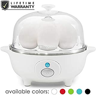 Maxi-Matic EGC-007 Easy Electric Egg Poacher, Omelet, Scrambled, Soft, Medium, Hard-Boiled Boiler Cooker with Auto Shut-Off and Buzzer, Measuring Cup Included, BPA Free, 7 Capacity, White